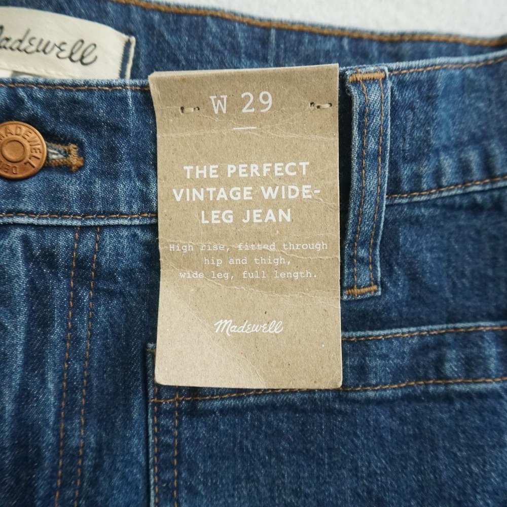 Madewell The Perfect Vintage Wide Leg Jeans Womens Sz 29 High Rise Patch Pocket - Picture 8 of 11